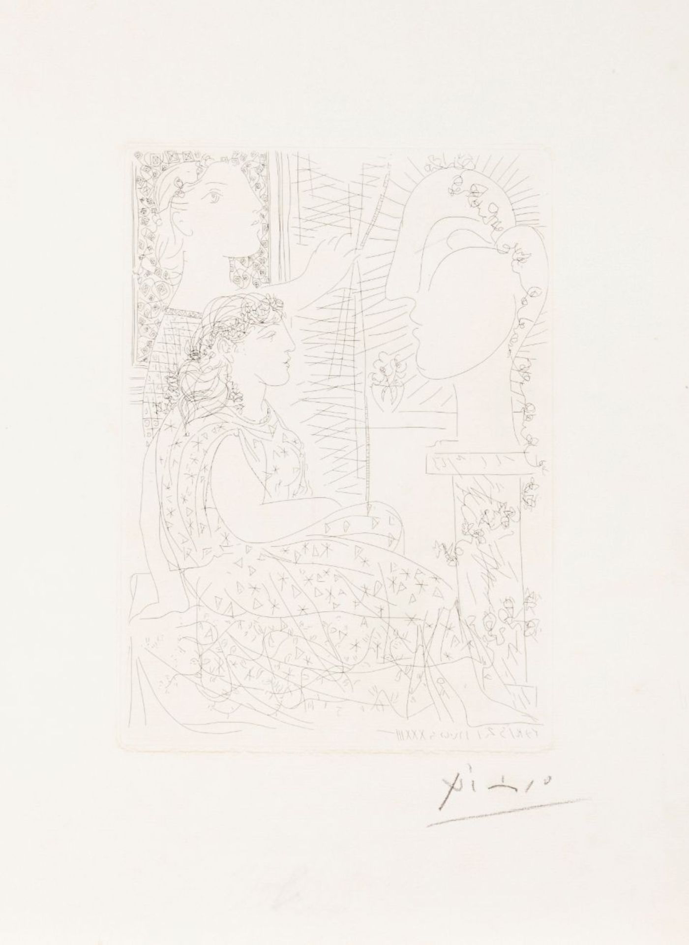 Pablo Picasso (1881-1973) "Deux modèles vêtus"