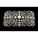 A Romantic era broochGold and silver Rectangular shaped of pierced foliage and scrolls decoration