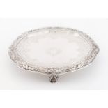 A D.José salverPortuguese silver, 1st-half 18th century Chiselled centre of foliage frame centred by