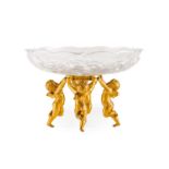 A fruit bowlCut crystal bowl of strawberry decoration Four cherub gilt metal stand Baccarat, 20th