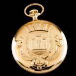 A pocket watch commemorative of the City of Santarém Capital of GothicGold White enamelled dial of