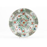 A large plateChinese porcelain Scalloped lip and floral "Famille Verte" enamelled decoration