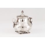 A sugar bowlPortuguese silver, 19th century Bell shaped body of engraved decoration with foliage and