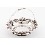 An articulated handle basketPortuguese silver Circular shaped of plain base and winglets border,