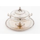 A tureen with cover and presentoir/centrepiecePortuguese silver Circular shaped, fluted body of