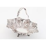 An articulated handle basketPortuguese silver Oval shaped of profuse pierced and reliefs