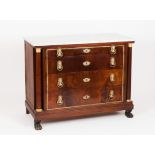 An Empire style bedSolid and veneered mahogany Three short and three long drawers flanked by columns