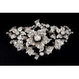A Romantic era broochGold and silver Flower bouquet set with antique brilliant cut and rose cut