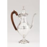 A coffee potPortuguese silver, D. Maria I style Baluster shaped of horizontal grooves and