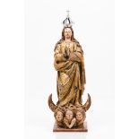 The Madonna of the Immaculate ConceptionCarved, polychrome and gilt wood The Madonna, praying and