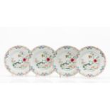 A set of four platesChinese export porcelain Polychrome "Famille Rose" enamelled decoration of