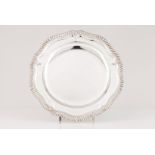 A salverPortuguese silver "Leitão & Irmão" dinner set Plain centre, grooved lip with scalloped