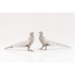 A pair of peacocksPortuguese silver Engraved and chiselled sculpture Eagle hallmark 833/1000 (1938-