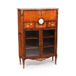 A Louis XV style cupboardRosewood, jacaranda and other timbers veneered Marble top Shelf with