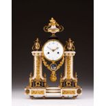 A Louis XVI table clockMarble with gilt bronze mounts and Wedgwood style porcelain medallion France,