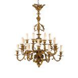 A Louis XV style eighteen branch chandelierGilt bronze Reliefs and chiselled decoration of foliage