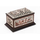 A Renaissance style casketVarious timbers Truncated pyramidal cover Tortoiseshell and ivory