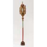 A Venetian processional lanternPainted wood With octagonal shape Carved and painted decoration