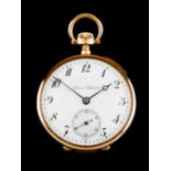 A lapel International WatchGold, 18Kt White enamel dial of Arabic numbering Back of radiant