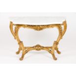 A Louis XV style console tableCarved and gilt wood Scrolls and foliage motifs decoration Marble