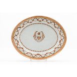 An oval armorial serving platter