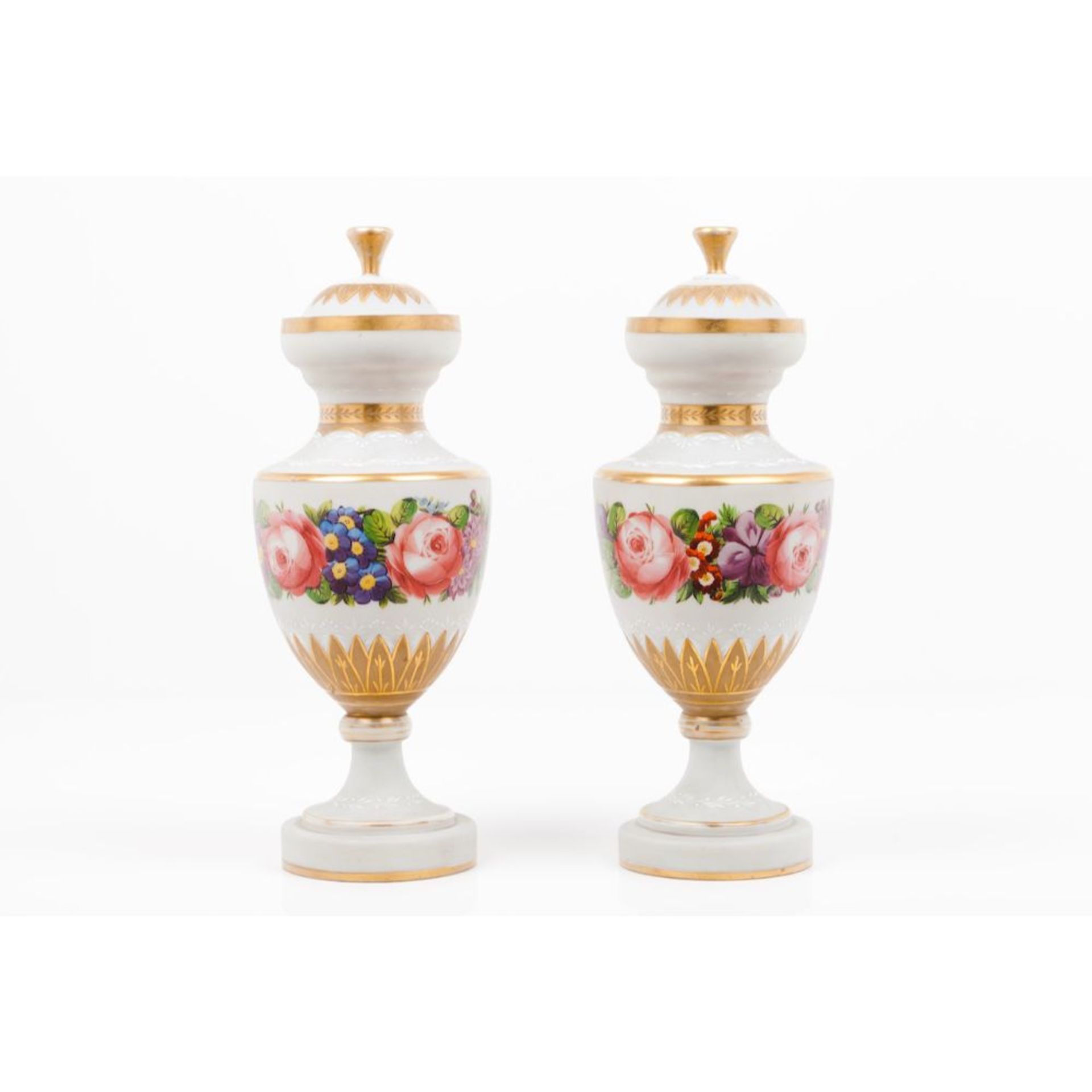 A pair of vases and covers