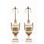 A Louis XVI style pair of amphorae / lamps