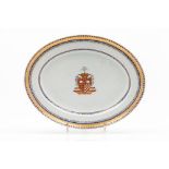 An oval armorial serving platter