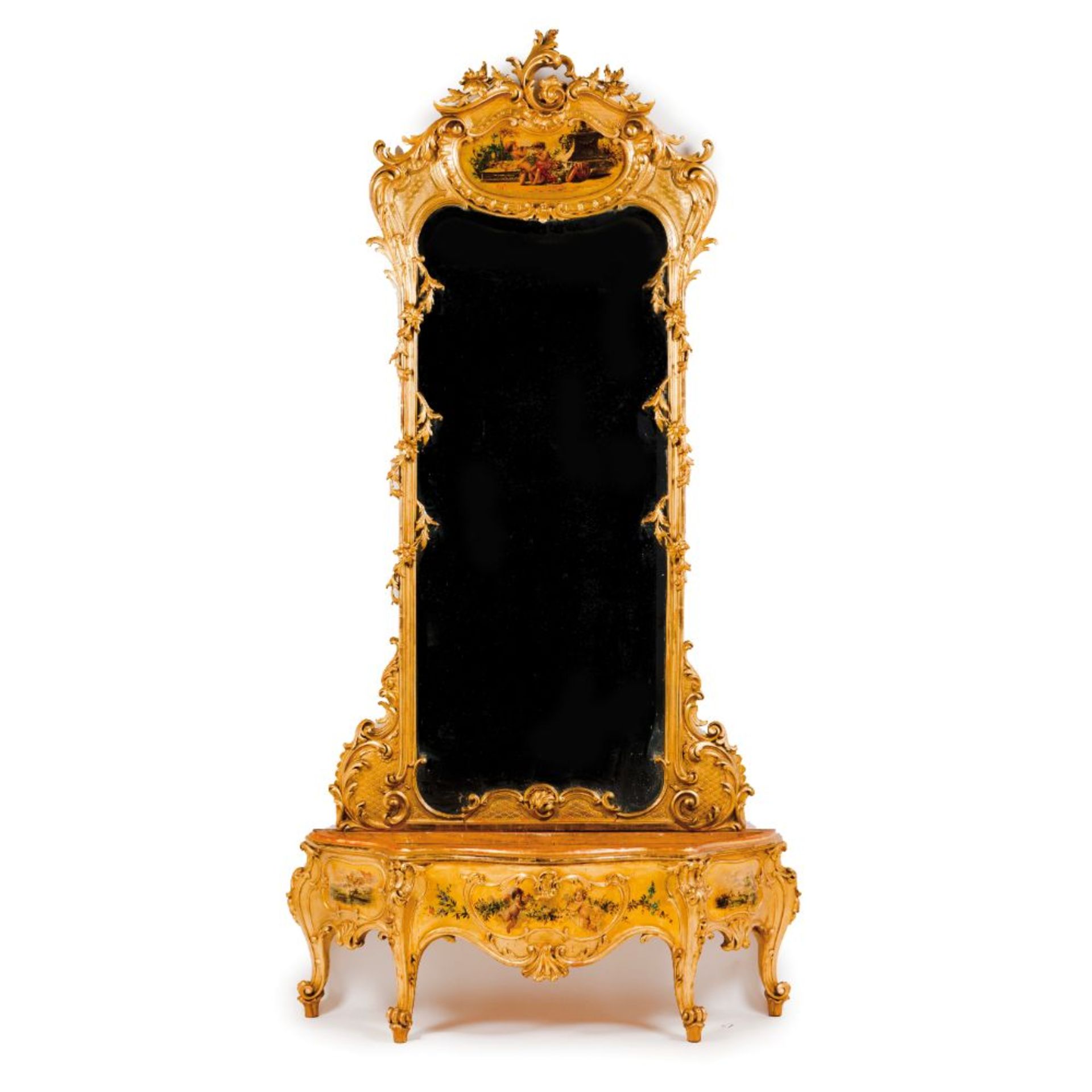 A Louis XV style flower holder with mirror