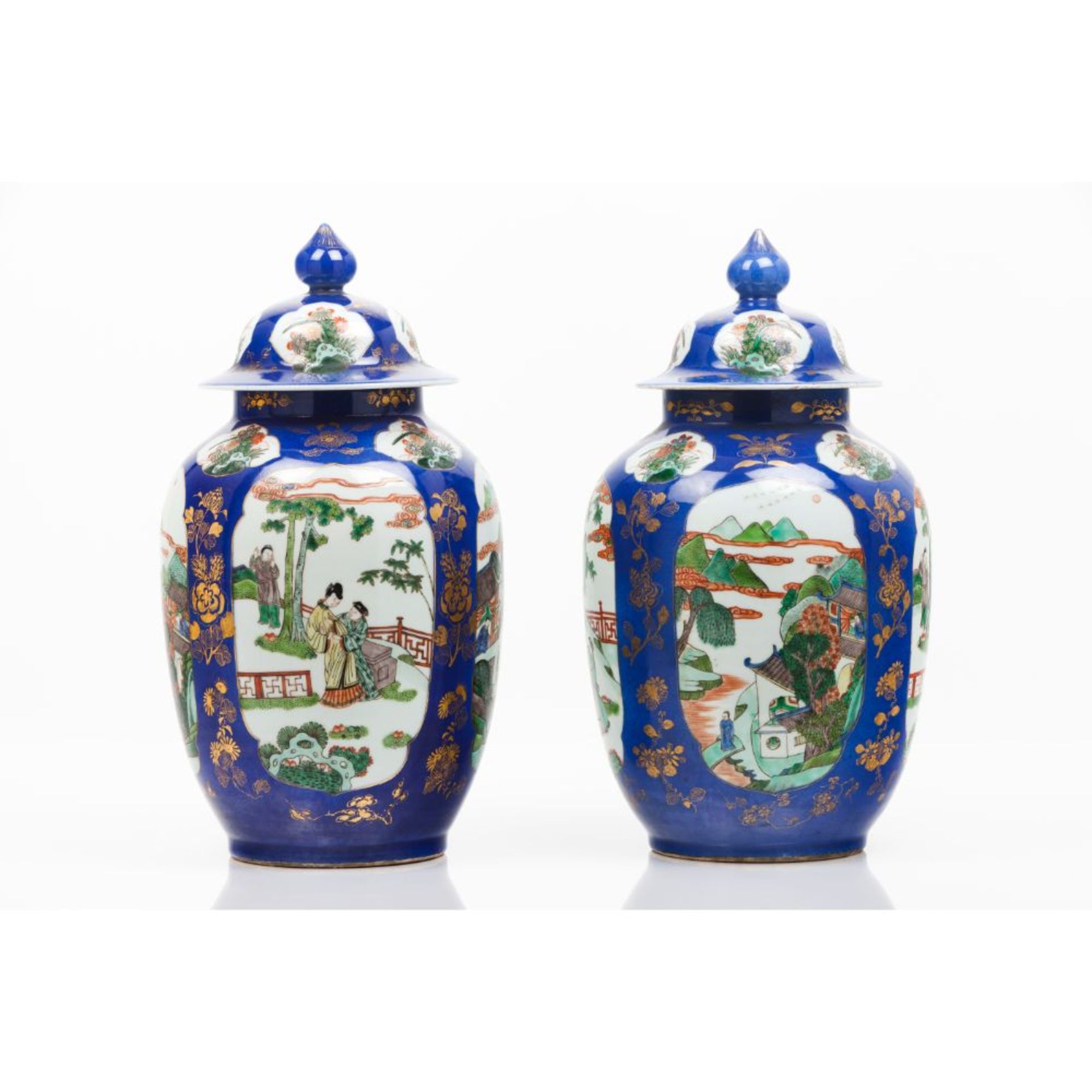 A pair of vases and covers