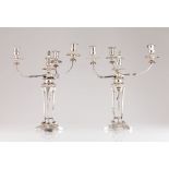 A pair of large four branch candelabra