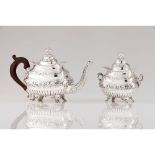 A Romantic era teapot and sugar bowl