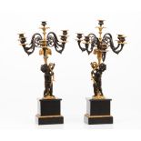 A pair of Napoleon III style six branch candelabra