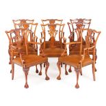 A set of eight Chippendale style fauteuils