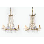 A pair of Empire nine lights chandeliers