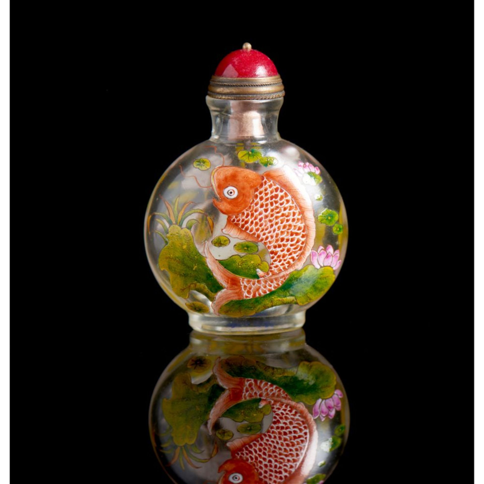 A painted glass snuff bottle