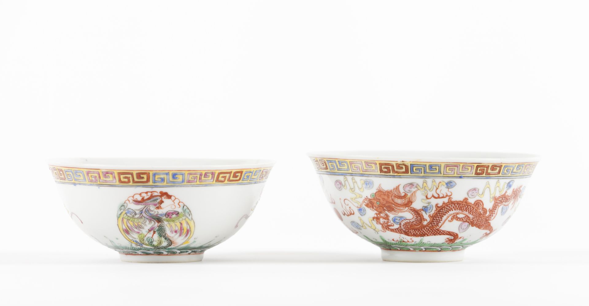 TWO FAMILLE ROSE BOWLS