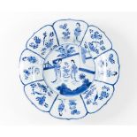 A blue and white lobed 'figural' dish