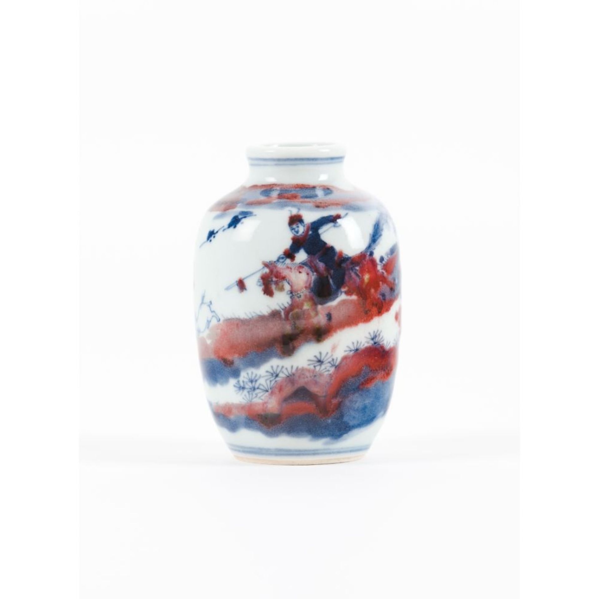 A small copper-red and underglaze blue vase