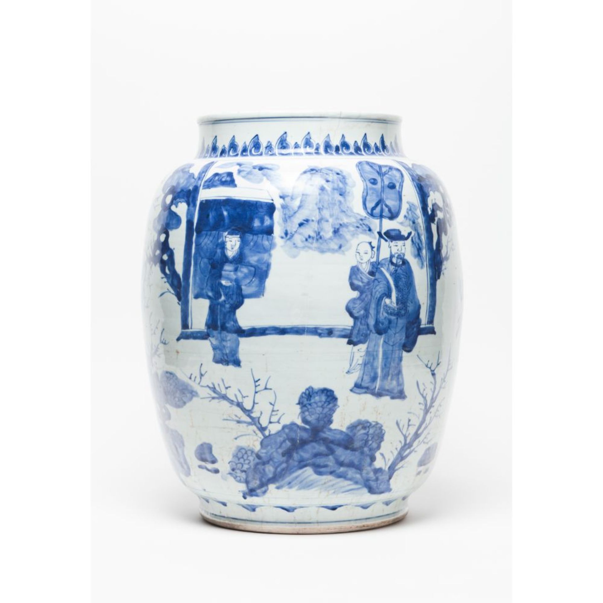 A large blue and white ovoid jar - Image 4 of 4