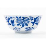 A blue and white 'fruit and flower' bowl