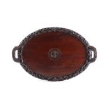 A Chinese hardwood oval tray