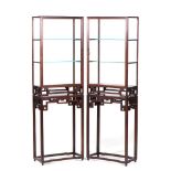 A pair of Chinese hongmu display cabinets
