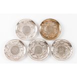 A set of five Chinese silver coin dishes