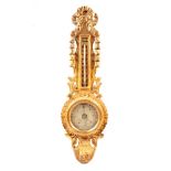 A Louis XV wall thermometer and barometer