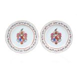 A pair of armorial plates