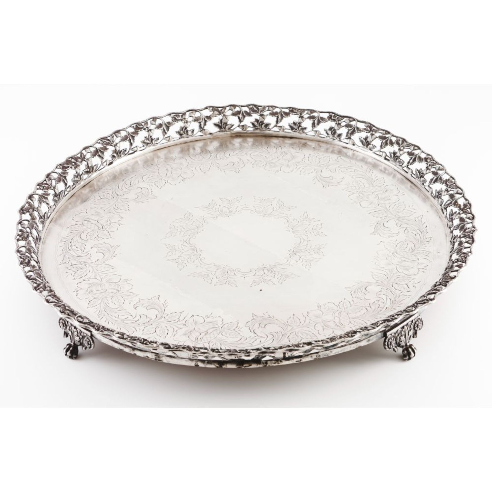 A large galleried salver