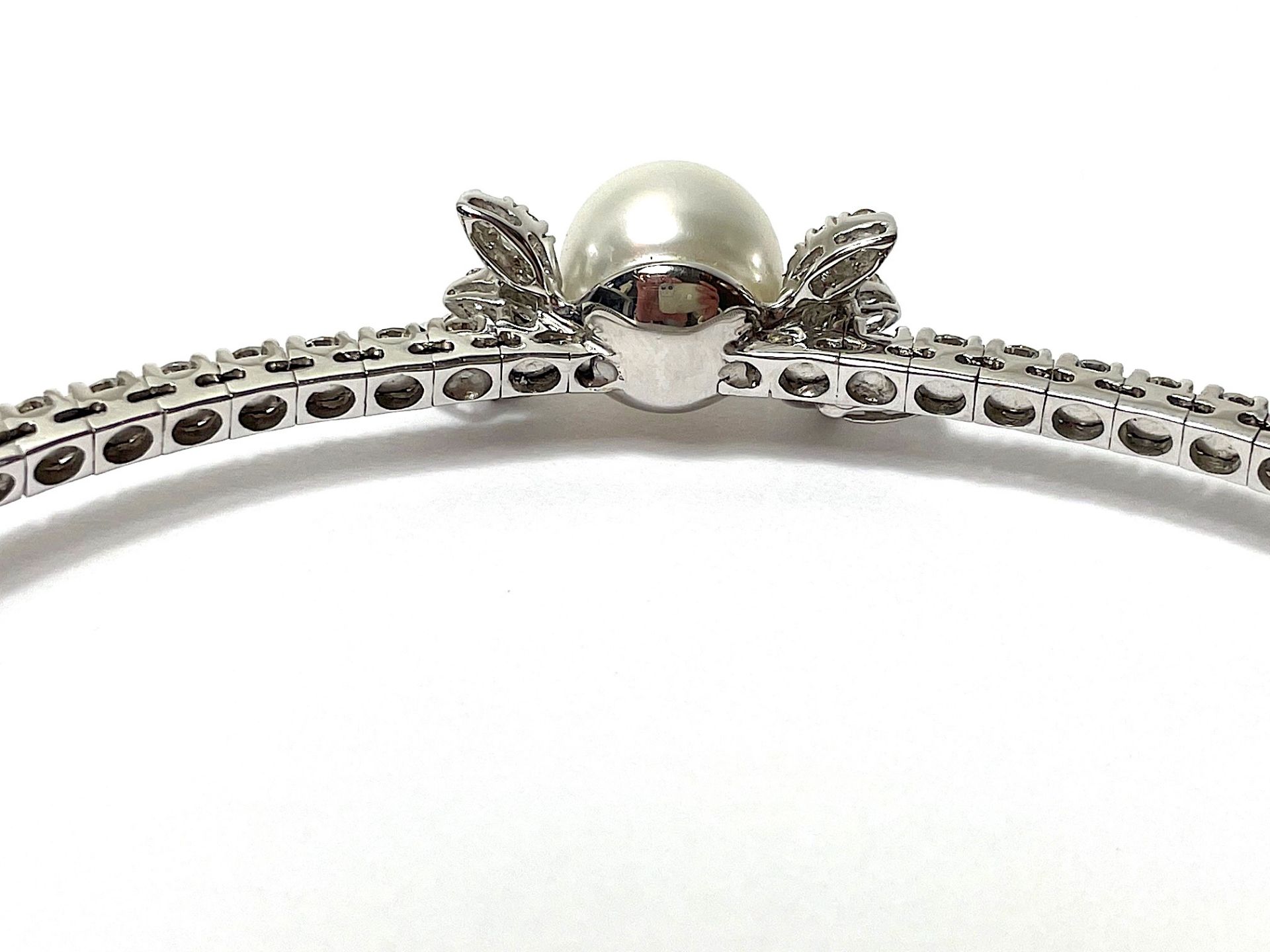 Choker white gold with brilliant-cut diamonds and pearl - Image 5 of 8