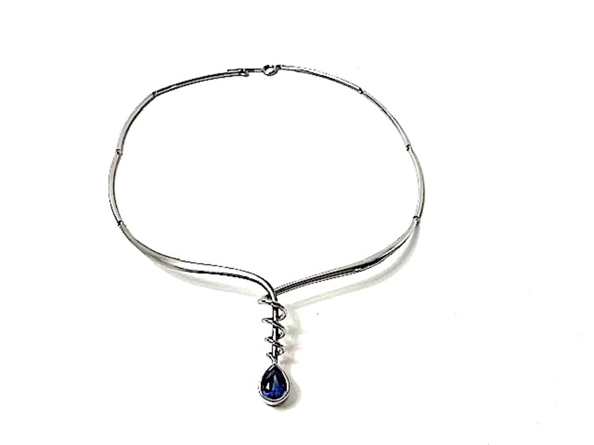 MOMMEN  Tanzanite necklace 18 k white gold - Image 4 of 7