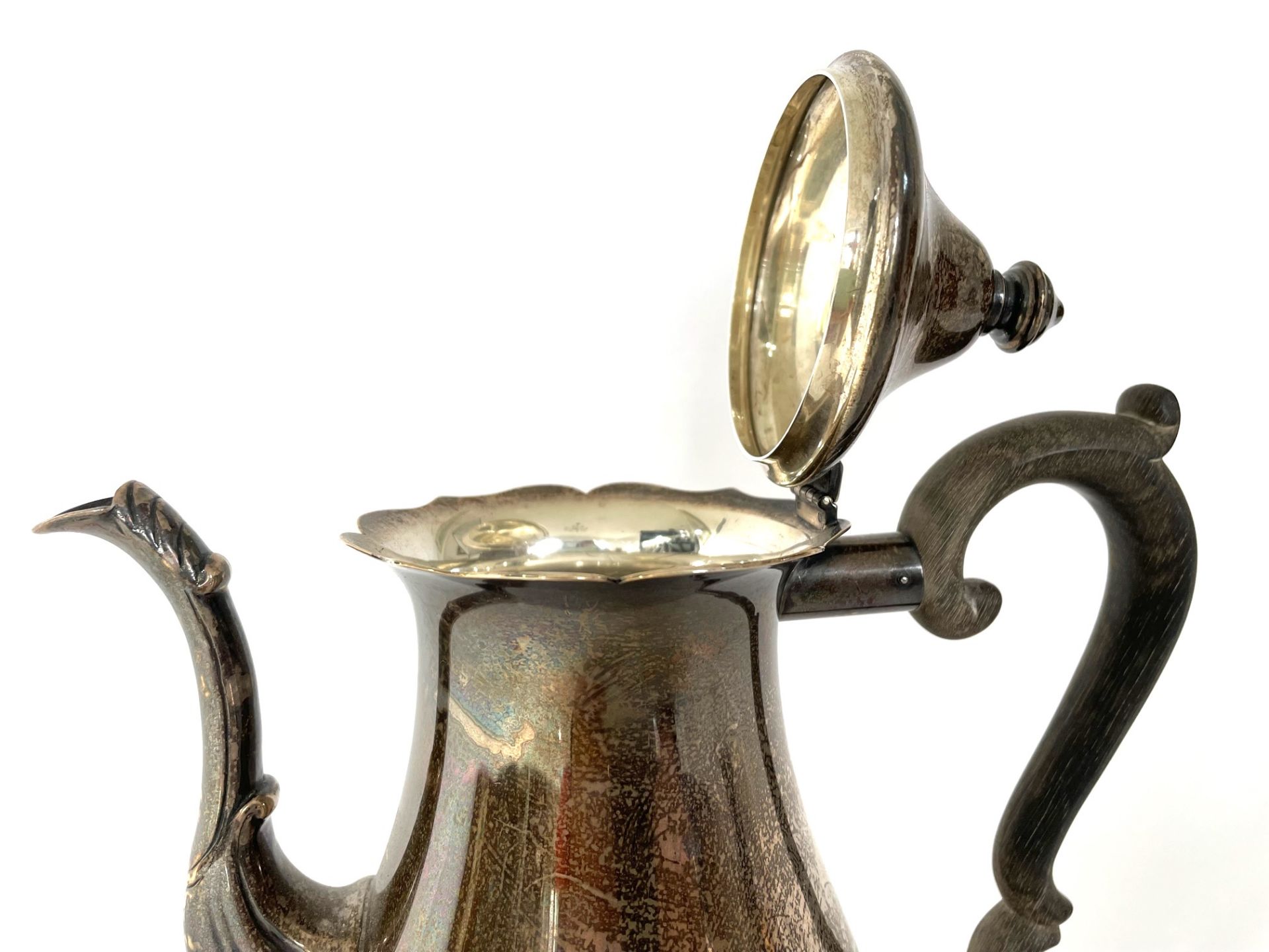 925 silver coffee pot with wooden handle and cream jug - Image 5 of 14